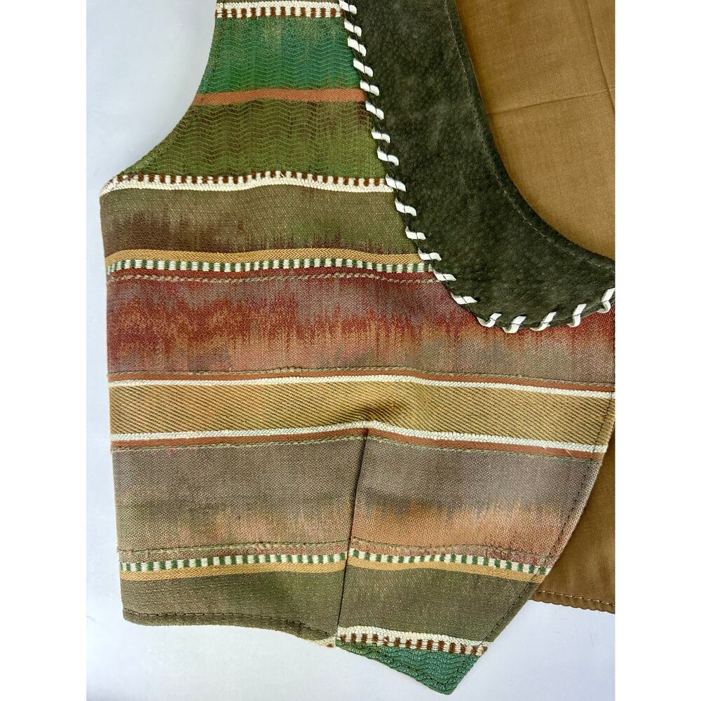Western Suede Leather Patchwork Tapestry Vest Whi… - image 8